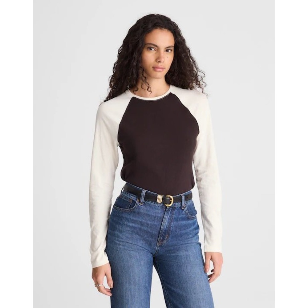 Madewell Baseball Long-Sleeve Tee in Vintage Jersey Women's Small NY272 NWT